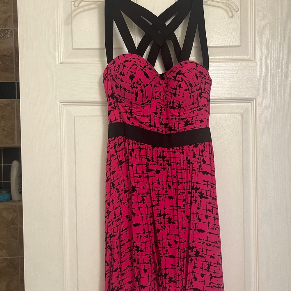 Pink and Black Strappy Dress